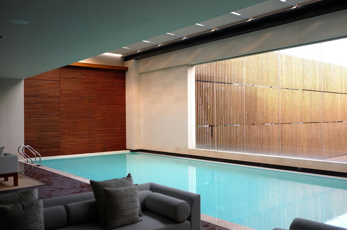 Sparkling pool by a family home